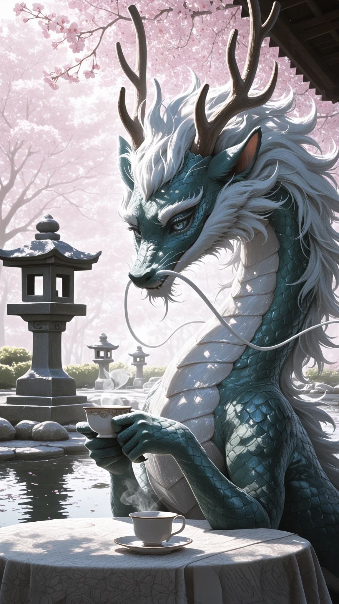 Дракон на чаепитии! 🌸🐉